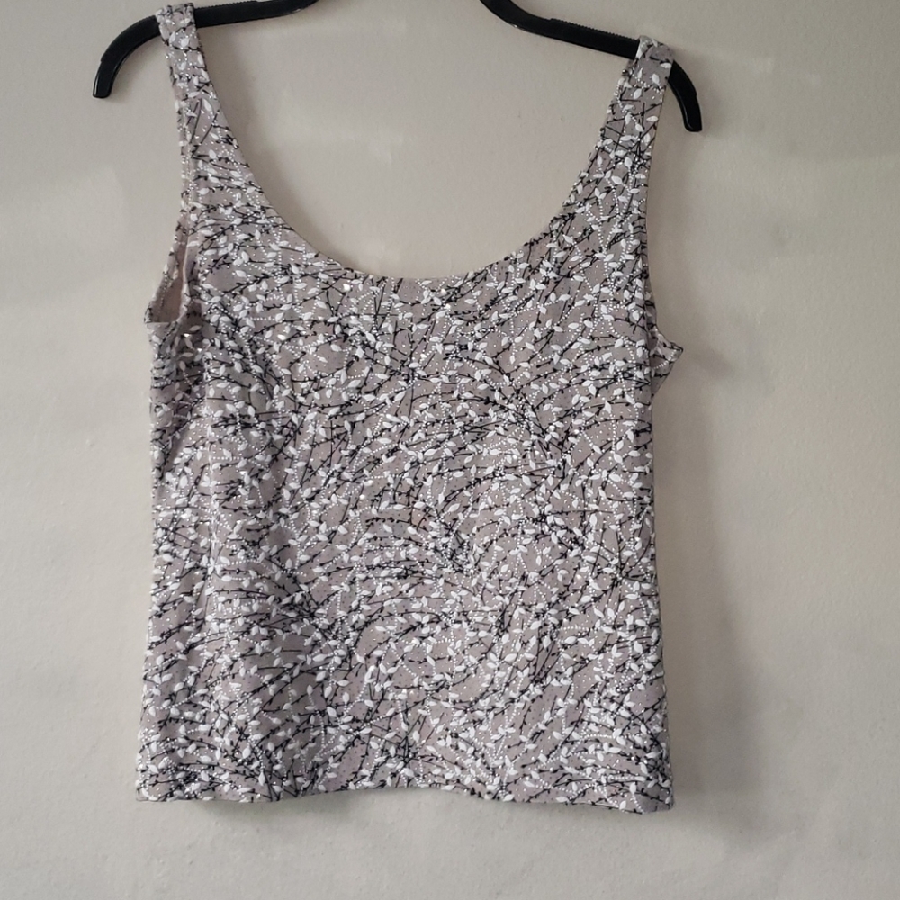 Alex Evenings Gray and White Patterned Camisole